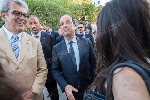 4 juillet 2013 : François Hollande au Lycée français Gustave Flaubert à la Marsa, lors de sa visite d'Etat à Tunis les 4 et 5 juillet 2013.