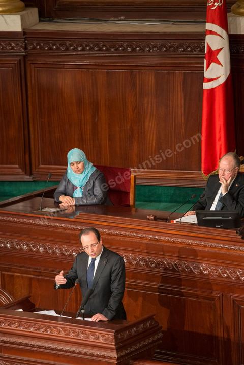 5 juillet 2013 : Réception de François Hollande à l'Assemblée nationale constituante, lors de la visite d'Etat de Président de la République française à Tunis les 4 et 5 juillet 2013.