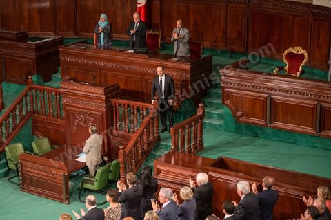 5 juillet 2013 : Réception de François Hollande à l'Assemblée nationale constituante, lors de la visite d'Etat de Président de la République française à Tunis les 4 et 5 juillet 2013.