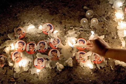 July 31, 2013: A candle in memory of the martyr Mohamed Brahim, who was assassinated on July 25. For the past four evenings, Tunisians have been gathering in the square in front of the National Assembly in the Bardo district of Tunis. Surrounding the nightly sit-ins held by striking members of parliament, the public has been gathering to express their outrage over the assassination of MP Mohamed Brahmi and eight soldiers at Jebel Chambi.