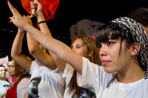 August 6, 2013: People of all generations were deeply moved during the prayer for the martyrs at the mass rally held in support of the lawmakers on sit-in, as part of a grand evening tribute to the martyrs. On this evening marking the six-month anniversary of Chokri Belaid’s assassination, nearly 60,000 opponents of the regime gathered.