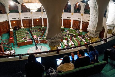 Located on the floor of the hemicycle, the Al Bawsala team observes all debates in the National Constituent Assembly. Al Bawsala (the compass) is a Tunisian non-profit, non-governmental organization. It is independent of any political influence. The team has been working since 2012 as an observatory of the National Constituent Assembly.