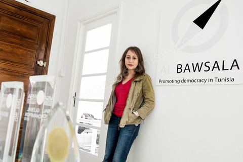 Amira Yahyaoui, President of Al Bawsala, at the NGO's offices.
