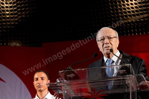 January 14, 2014: Nidaa Tounes rally and speech by Béji Caïd Essebsi at the Tunis Convention Center, on the anniversary of the Revolution.
