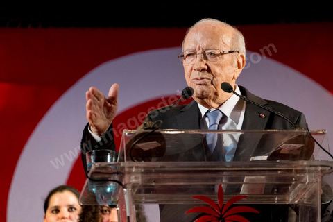 January 14, 2014: Nidaa Tounes rally and speech by Béji Caïd Essebsi at the Tunis Convention Center, on the anniversary of the Revolution.