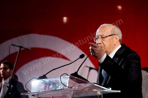 January 14, 2014: Nidaa Tounes rally and speech by Béji Caïd Essebsi at the Tunis Convention Center, on the anniversary of the Revolution.