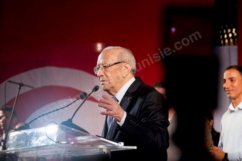 January 14, 2014: Nidaa Tounes rally and speech by Béji Caïd Essebsi at the Tunis Convention Center, on the anniversary of the Revolution.