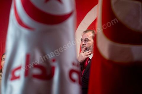 January 14, 2014: Nidaa Tounes rally and speech by Béji Caïd Essebsi at the Tunis Convention Center, on the anniversary of the Revolution.