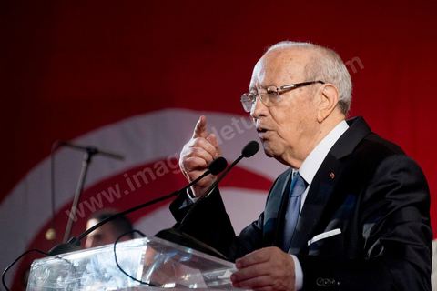 January 14, 2014: Nidaa Tounes rally and speech by Béji Caïd Essebsi at the Tunis Convention Center, on the anniversary of the Revolution. Béji Caïd Essebsi, 87, is the opposition candidate in the upcoming presidential election.