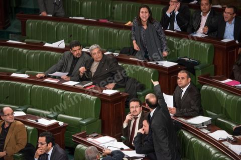 Ali Houiji (Wafa) prend à parti Karima Souid (groupe démocrate). Le 20 janvier, l'Assemblée constituante a adopté l'article 73 qui accorde le droit aux Tunisiens porteurs d'une deuxième nationalité à se présenter à l'élection présidentielle. Ce vote a provoqué une vive réaction des députés nationalistes.