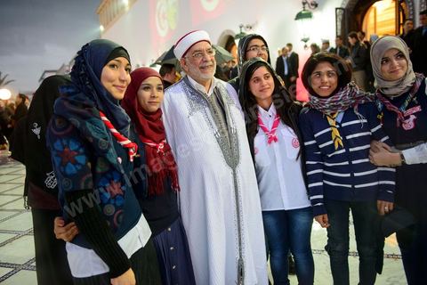 27 janvier 2014 : Abdelfatah Mourou au Palais de Carthage après la Cérémonie de signature de la Constitution à l'assemblée constituante, le 27 janvier 2014 en présence de personnalités nationales et internationales.