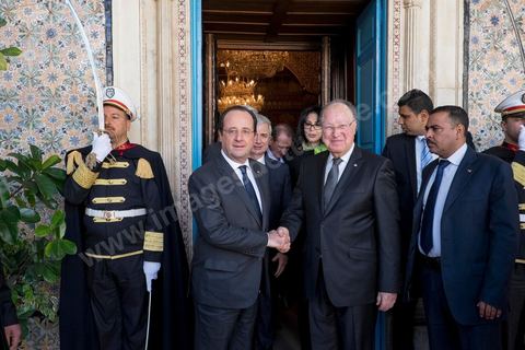 7 février 2014 : Entretien entre François Hollande et Muspha Ben Jaafar, président de l'ANC. Cérémonie de célébration de la nouvelel constitution tunisienne à l'Assemblée Nationale constituante en pésence des 3 présidents tunisiens, Moncef Marzouki, présidnet de la République, Mustapha Ben Jaafar, Président de l'Assemblée, et Mehdi Jomaa, Président du gouvernment, ainsi que du président françois François Hollande et des représentants de plusieurs pays, députés et leaders de partis politiques.