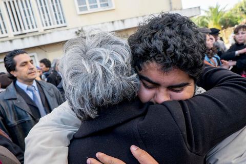February 6, 2014: Basma Khalfaoui, Chokri’s widow, and Brahmi’s son. One year later … commemorations of the assassination of Chokri Belaid, a left-wing opposition figure, two days after the announcement of the death of his alleged assassin. The 48-year-old lawyer, a Marxist and pan-Arabist activist and fierce critic of Islamists, was shot and killed on February 6, 2013, outside his home.