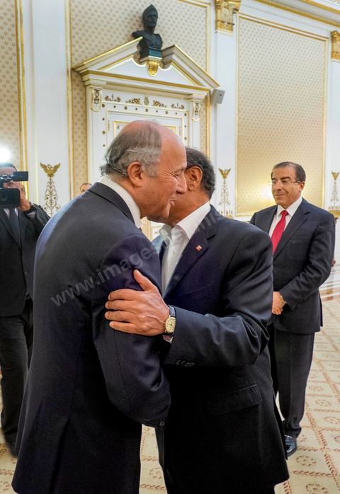 April 24, 2014: Meeting and talks between the French and German foreign ministers and the President of the Republic of Tunisia, Moncef Marzouki, at the Presidential Palace in Carthage. Joint two-day visit to Tunis by Laurent Fabius, French Minister of Foreign Affairs, and his German counterpart, Frank-Walter Steinmeier.