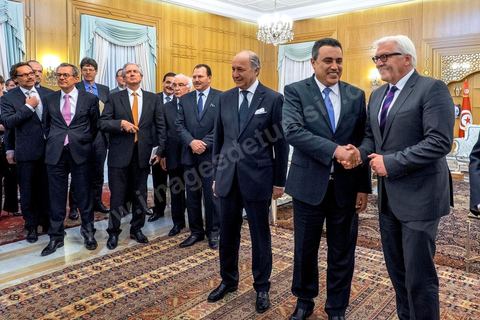 24 avril 2014 : Rencontre et entretien des deux Ministres des Affaires étrangères français et allemand avec le Premier Ministre tunisien Mehdi Jomaa à Carthage. Visite conjointe de Laurent Fabius, Ministre des Affaires Etrangères français et de son homologue allemand Frank-Walter Steinmeier à Tunis pour deux jours.