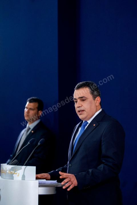 14 mai 2014 : Conférence de presse de Mehdi Jomaa, chef du gouvernement, pour son bilan des 100 jours. en présence des membres de son gouvernement, des chefs et rédacteurs en chefs des médias tunisiens et étrangers.