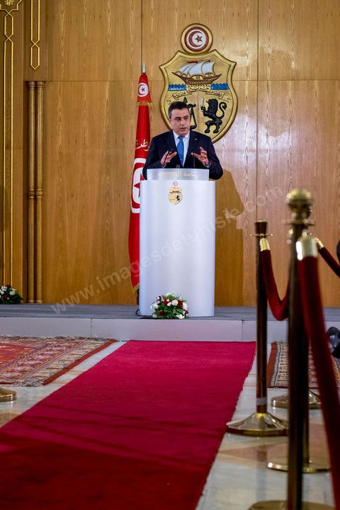 14 mai 2014 : Conférence de presse de Mehdi Jomaa, chef du gouvernement, pour son bilan des 100 jours. en présence des membres de son gouvernement, des chefs et rédacteurs en chefs des médias tunisiens et étrangers.