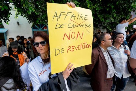 15 mai 2014 : devant le tribunal de Tunis, quelques 200 manifestants sont venus soutenir le blogueur Azyz Amami et le photographe Sabri Ben Mlouka, arrêtés lundi par la police. Ils comparaissent devant le procureur. Ils sont maintenus en détention en attendant leur procès fixé au 23 mai pour possession et consommation de stupéfiants. 