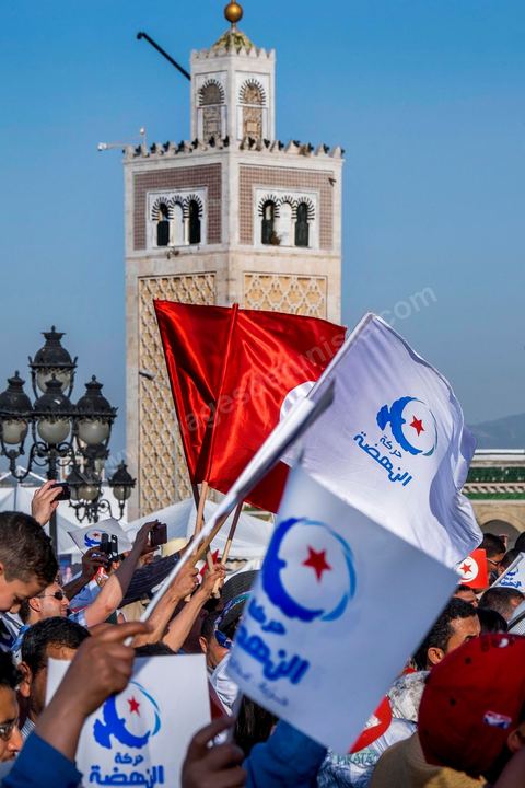 June 7, 2014: The Islamist Ennahda Party celebrates its 33rd anniversary in the large Kasbah Square in Tunis. More than 3,000 supporters gathered for what resembled a political rally, featuring music and a speech by the party’s founder and president, Rached Ghannouchi.
