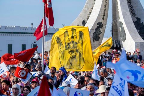 June 7, 2014: The Islamist Ennahda Party celebrates its 33rd anniversary in the large Kasbah Square in Tunis. More than 3,000 supporters gathered for what resembled a political rally, featuring music and a speech by the party’s founder and president, Rached Ghannouchi.