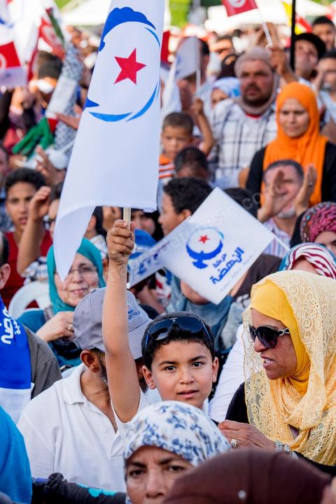 June 7, 2014: The Islamist Ennahda Party celebrates its 33rd anniversary in the large Kasbah Square in Tunis. More than 3,000 supporters gathered for what resembled a political rally, featuring music and a speech by the party’s founder and president, Rached Ghannouchi.