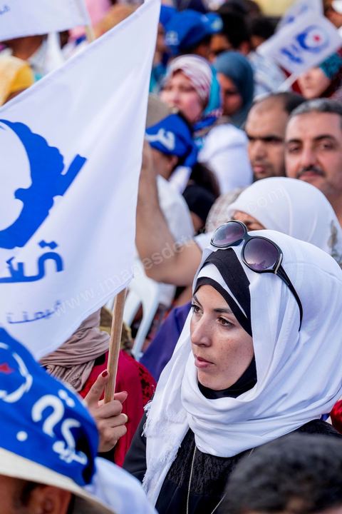 June 7, 2014: The Islamist Ennahda Party celebrates its 33rd anniversary in the large Kasbah Square in Tunis. More than 3,000 supporters gathered for what resembled a political rally, featuring music and a speech by the party’s founder and president, Rached Ghannouchi.