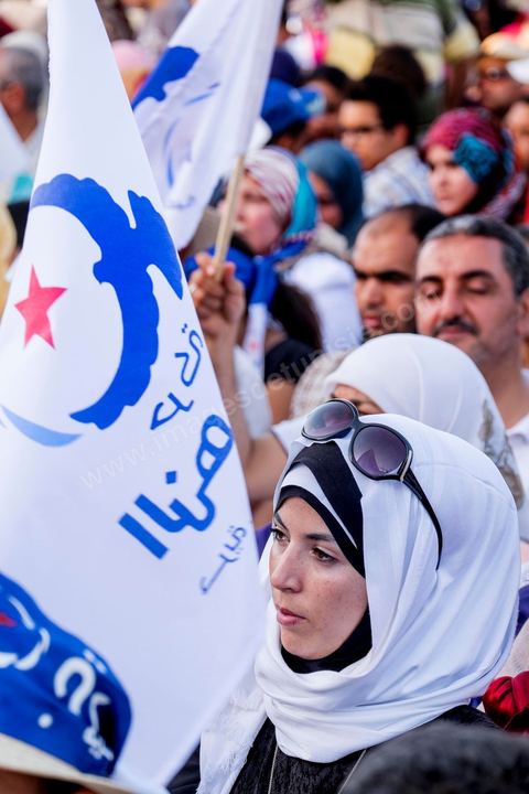 June 7, 2014: The Islamist Ennahda Party celebrates its 33rd anniversary in the large Kasbah Square in Tunis. More than 3,000 supporters gathered for what resembled a political rally, featuring music and a speech by the party’s founder and president, Rached Ghannouchi.