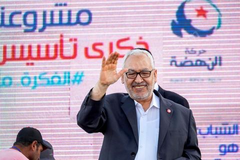 June 7, 2014: Rached Ghannouchi, founder and president of the Islamist Ennahda Party. The Islamist Ennahda party is celebrating its 33rd anniversary in the main square of the Kasbah in Tunis. More than 3,000 supporters have gathered for what resembles a political rally, featuring music and a speech by the party’s founder and president, Rached Ghannouchi.