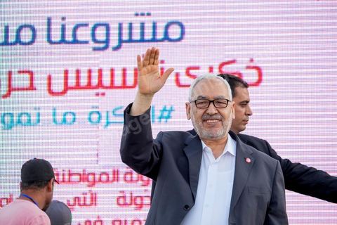June 7, 2014: Rached Ghannouchi, founder and president of the Islamist Ennahda Party. The Islamist Ennahda party is celebrating its 33rd anniversary in the main square of the Kasbah in Tunis. More than 3,000 supporters have gathered for what resembles a political rally, featuring music and a speech by the party’s founder and president, Rached Ghannouchi.
