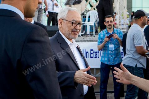 June 7, 2014: Rached Ghannouchi, founder and president of the Islamist Ennahda Party. The Islamist Ennahda party is celebrating its 33rd anniversary in the main square of the Kasbah in Tunis. More than 3,000 supporters have gathered for what resembles a political rally, featuring music and a speech by the party’s founder and president, Rached Ghannouchi.