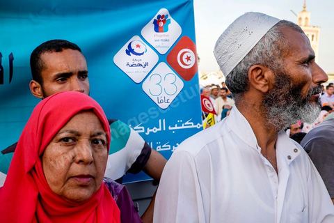 June 7, 2014: The Islamist Ennahda Party celebrates its 33rd anniversary in the large Kasbah Square in Tunis. More than 3,000 supporters gathered for what resembled a political rally, featuring music and a speech by the party’s founder and president, Rached Ghannouchi.