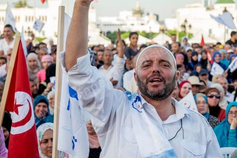 June 7, 2014: The Islamist Ennahda Party celebrates its 33rd anniversary in the large Kasbah Square in Tunis. More than 3,000 supporters gathered for what resembled a political rally, featuring music and a speech by the party’s founder and president, Rached Ghannouchi.