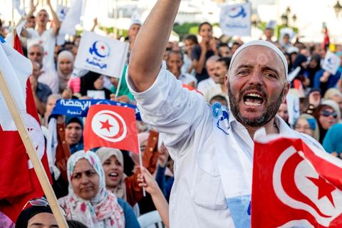 June 7, 2014: The Islamist Ennahda Party celebrates its 33rd anniversary in the large Kasbah Square in Tunis. More than 3,000 supporters gathered for what resembled a political rally, featuring music and a speech by the party’s founder and president, Rached Ghannouchi.