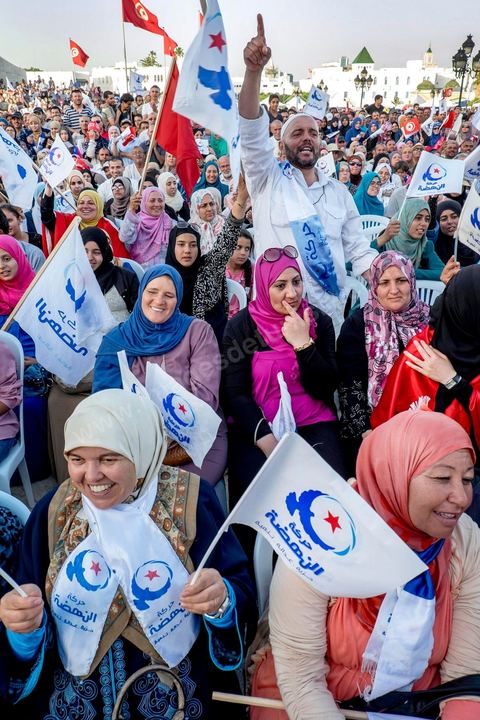 June 7, 2014: The Islamist Ennahda Party celebrates its 33rd anniversary in the large Kasbah Square in Tunis. More than 3,000 supporters gathered for what resembled a political rally, featuring music and a speech by the party’s founder and president, Rached Ghannouchi.