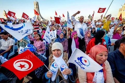 June 7, 2014: The Islamist Ennahda Party celebrates its 33rd anniversary in the large Kasbah Square in Tunis. More than 3,000 supporters gathered for what resembled a political rally, featuring music and a speech by the party’s founder and president, Rached Ghannouchi.
