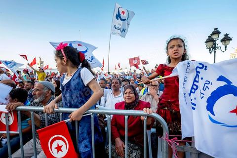June 7, 2014: The Islamist Ennahda Party celebrates its 33rd anniversary in the large Kasbah Square in Tunis. More than 3,000 supporters gathered for what resembled a political rally, featuring music and a speech by the party’s founder and president, Rached Ghannouchi.