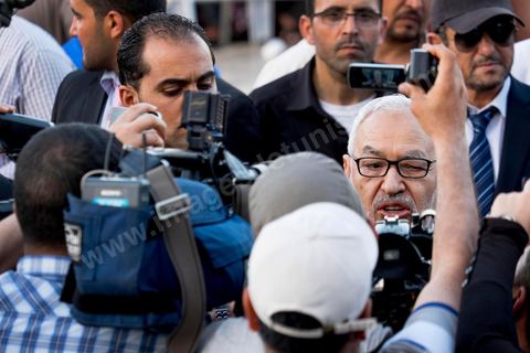 June 7, 2014: Rached Ghannouchi, founder and president of the Islamist Ennahda Party. The Islamist Ennahda party is celebrating its 33rd anniversary in the main square of the Kasbah in Tunis. More than 3,000 supporters have gathered for what resembles a political rally, featuring music and a speech by the party’s founder and president, Rached Ghannouchi.