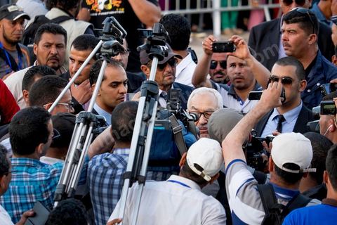 June 7, 2014: Rached Ghannouchi, founder and president of the Islamist Ennahda Party. The Islamist Ennahda party is celebrating its 33rd anniversary in the main square of the Kasbah in Tunis. More than 3,000 supporters have gathered for what resembles a political rally, featuring music and a speech by the party’s founder and president, Rached Ghannouchi.