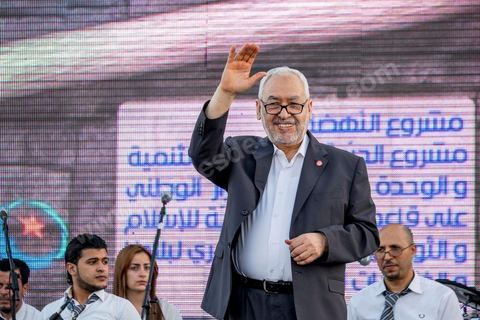 June 7, 2014: Rached Ghannouchi, founder and president of the Islamist Ennahda Party. The Islamist Ennahda party is celebrating its 33rd anniversary in the main square of the Kasbah in Tunis. More than 3,000 supporters have gathered for what resembles a political rally, featuring music and a speech by the party’s founder and president, Rached Ghannouchi.