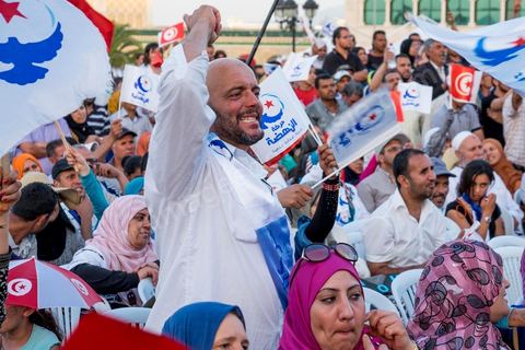June 7, 2014: The Islamist Ennahda Party celebrates its 33rd anniversary in the large Kasbah Square in Tunis. More than 3,000 supporters gathered for what resembled a political rally, featuring music and a speech by the party’s founder and president, Rached Ghannouchi.