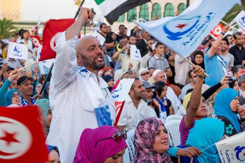 June 7, 2014: The Islamist Ennahda Party celebrates its 33rd anniversary in the large Kasbah Square in Tunis. More than 3,000 supporters gathered for what resembled a political rally, featuring music and a speech by the party’s founder and president, Rached Ghannouchi.