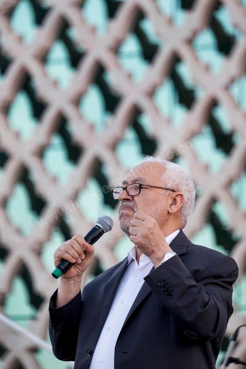 June 7, 2014: Rached Ghannouchi, founder and president of the Islamist Ennahda Party. The Islamist Ennahda party is celebrating its 33rd anniversary in the main square of the Kasbah in Tunis. More than 3,000 supporters have gathered for what resembles a political rally, featuring music and a speech by the party’s founder and president, Rached Ghannouchi.