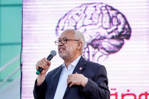 June 7, 2014: Rached Ghannouchi, founder and president of the Islamist Ennahda Party. The Islamist Ennahda party is celebrating its 33rd anniversary in the main square of the Kasbah in Tunis. More than 3,000 supporters have gathered for what resembles a political rally, featuring music and a speech by the party’s founder and president, Rached Ghannouchi.