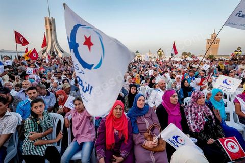June 7, 2014: The Islamist Ennahda Party celebrates its 33rd anniversary in the large Kasbah Square in Tunis. More than 3,000 supporters gathered for what resembled a political rally, featuring music and a speech by the party’s founder and president, Rached Ghannouchi.