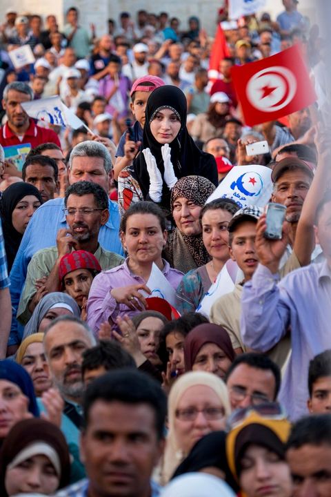 June 7, 2014: The Islamist Ennahda Party celebrates its 33rd anniversary in the large Kasbah Square in Tunis. More than 3,000 supporters gathered for what resembled a political rally, featuring music and a speech by the party’s founder and president, Rached Ghannouchi.