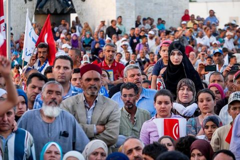 June 7, 2014: The Islamist Ennahda Party celebrates its 33rd anniversary in the large Kasbah Square in Tunis. More than 3,000 supporters gathered for what resembled a political rally, featuring music and a speech by the party’s founder and president, Rached Ghannouchi.