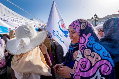 June 7, 2014: The Islamist Ennahda Party celebrates its 33rd anniversary in the large Kasbah Square in Tunis. More than 3,000 supporters gathered for what resembled a political rally, featuring music and a speech by the party’s founder and president, Rached Ghannouchi.
