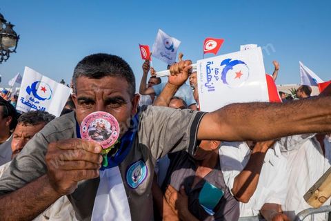 June 7, 2014: The Islamist Ennahda Party celebrates its 33rd anniversary in the large Kasbah Square in Tunis. More than 3,000 supporters gathered for what resembled a political rally, featuring music and a speech by the party’s founder and president, Rached Ghannouchi.