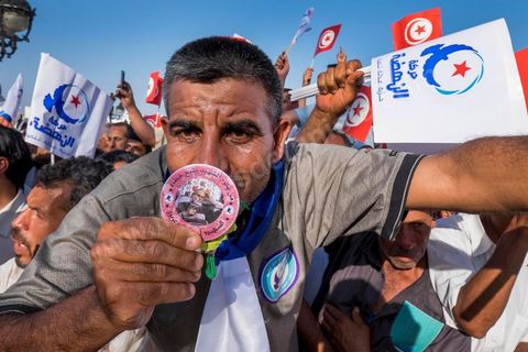 June 7, 2014: The Islamist Ennahda Party celebrates its 33rd anniversary in the large Kasbah Square in Tunis. More than 3,000 supporters gathered for what resembled a political rally, featuring music and a speech by the party’s founder and president, Rached Ghannouchi.