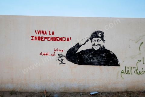 June 13, 2014: Tags and graffiti by young people on the streets of Menzel Bouzaiane, one of the cities in southern Tunisia at the heart of the 2011 revolution